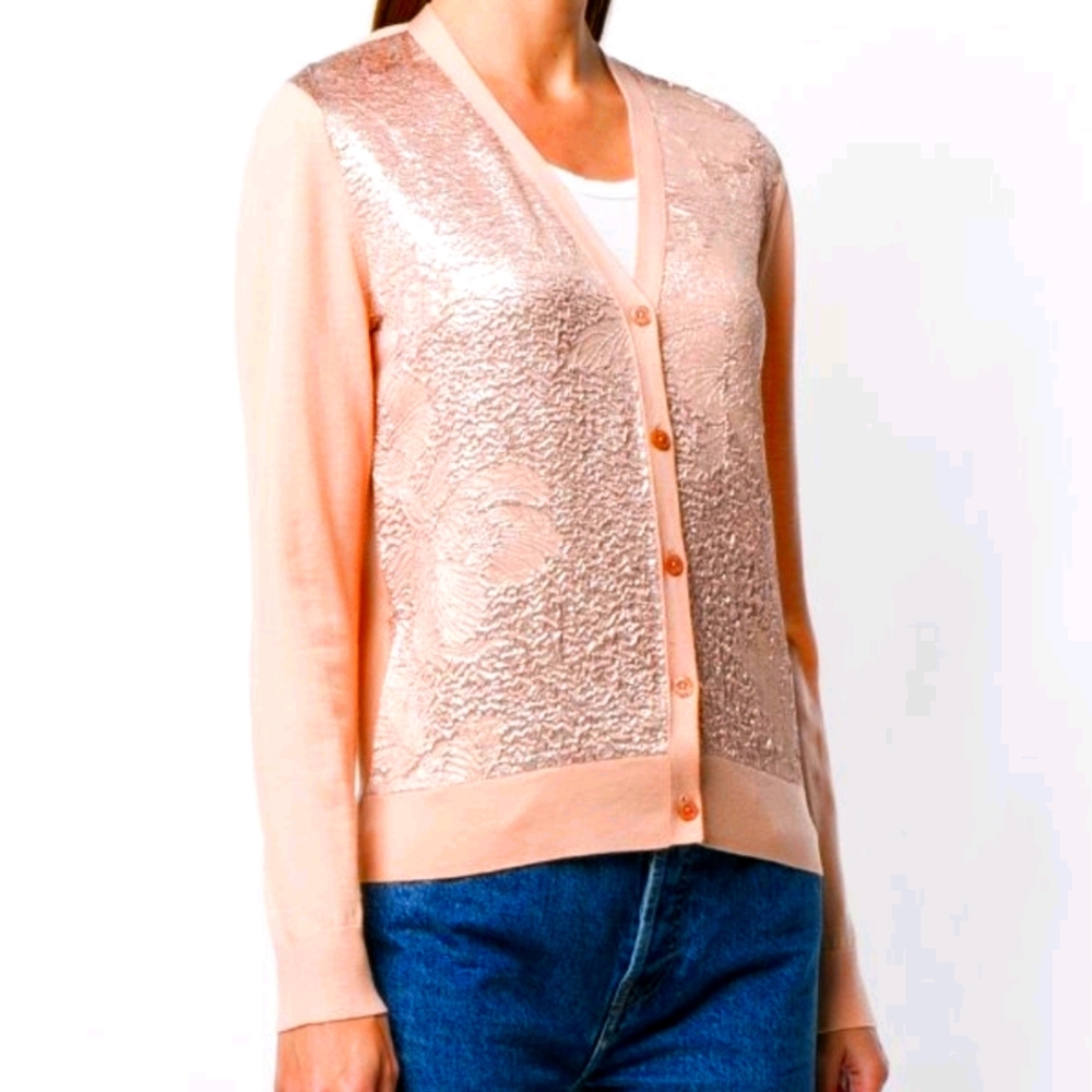 Tory Burch Cloque Front Cardigan Sweater Sz. L